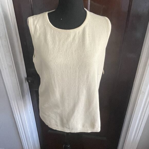 NWT Cherokee Womens Cream Vanilla LARGE Knit Sweater Vest 100% Cotton Vintage - Picture 13 of 15